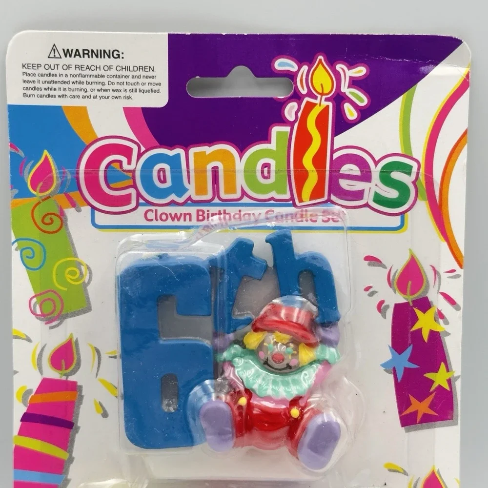 Vintage MTC Happy 6th Birthday Clown Candle Set Circus‎ Fun